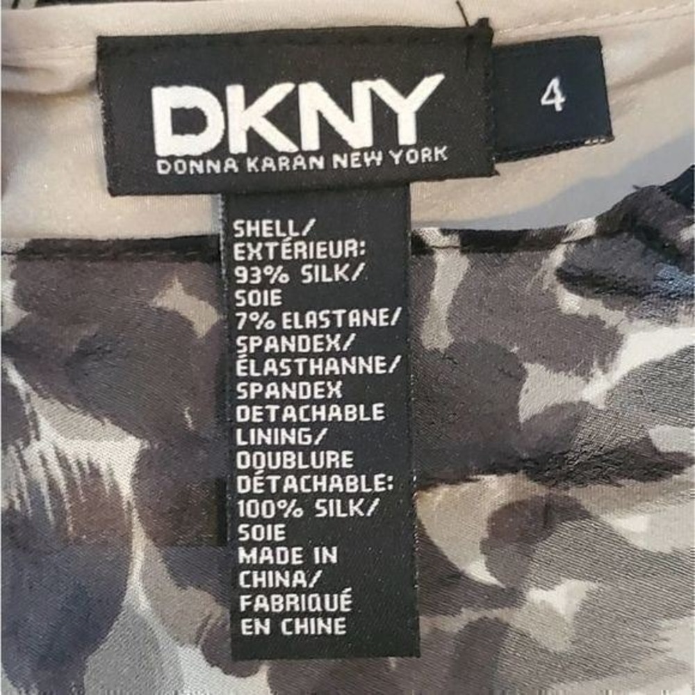 Donna Karan DKNY black grey leopard print silk blend dress size 4 New!! MSRP 395 - Picture 11 of 11